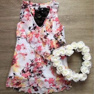 Iz Byer Sleeveless Ruffled Blouse